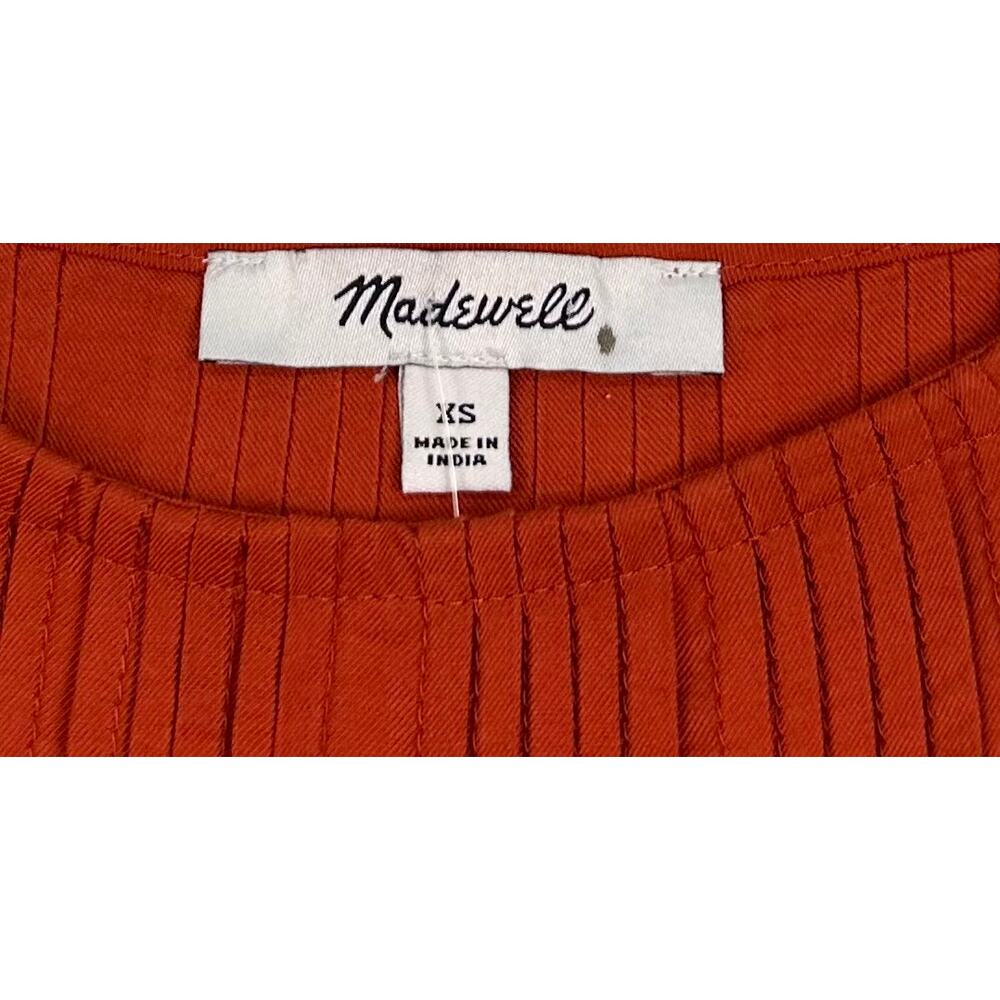 NWT Madewell Clay Orange Square Neck Pintuck Pleated Mini Dress XS - Picture 6 of 11